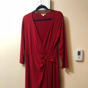 Red long sleeve wrap dress